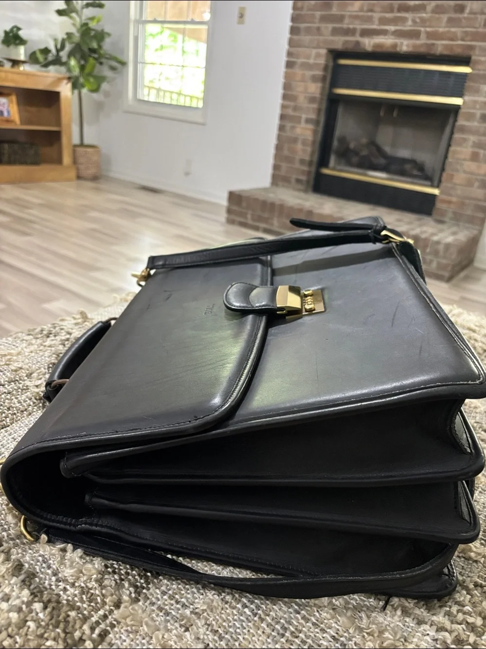 SACOCHE‎ International Briefcase Bag Black Leather Crossbody Laptop Bag